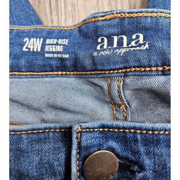 ANA A New Approach Women Plus Size 24W High Rise Button Fly Denim Jeans Jeggings - Picture 4 of 10